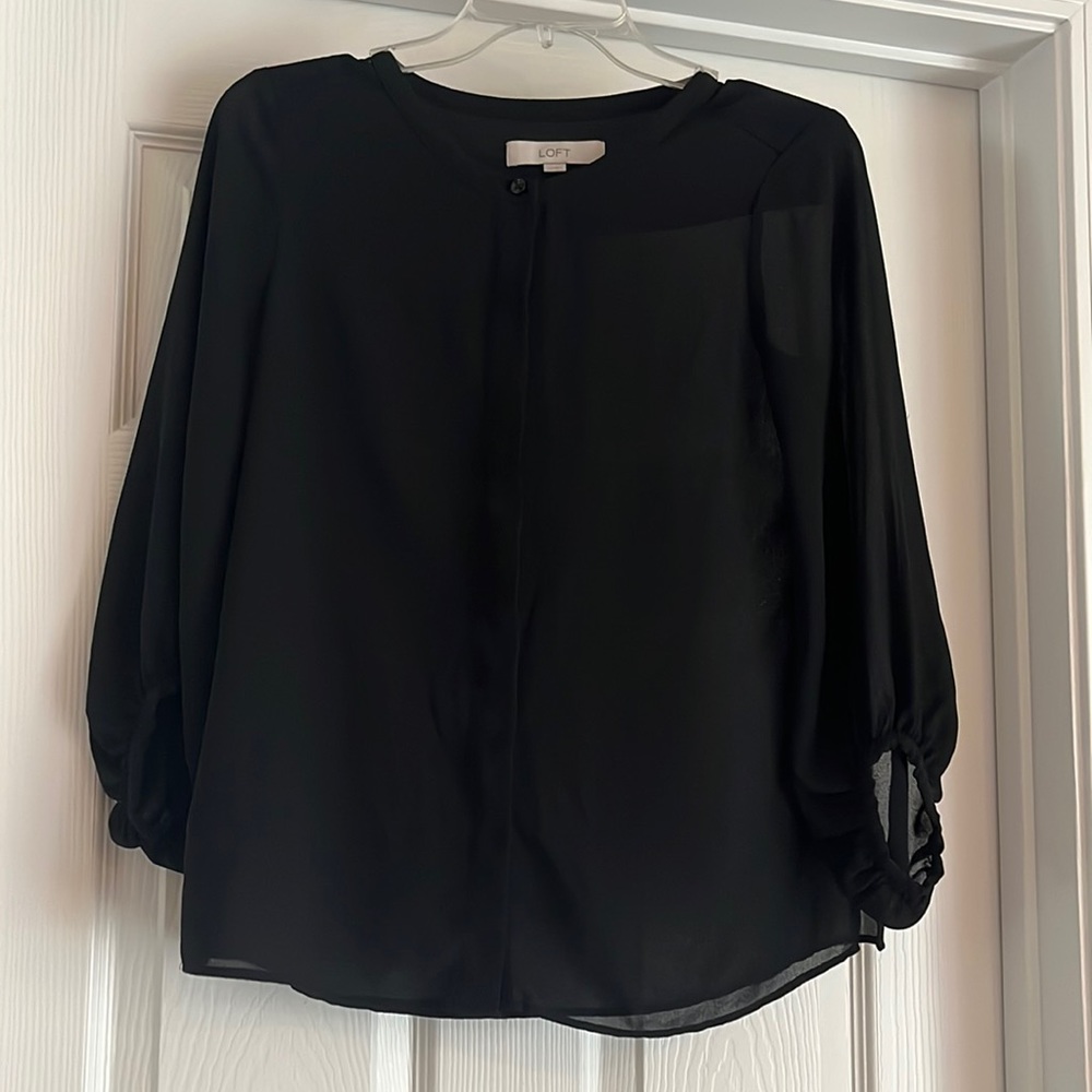 LOFT black button down blouse XS